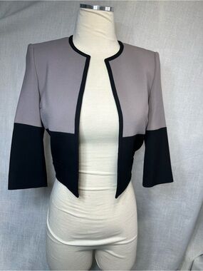 Hugo Boss Jimona Cropped Colorblock Women's Jacket in Taupe and Black NWT